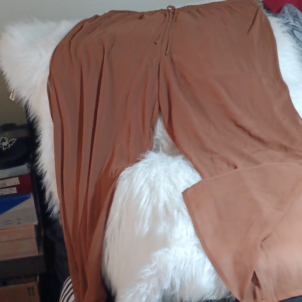 Brown sheer slit thigh high pant